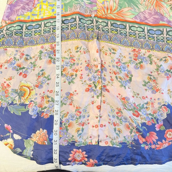 JOHNNY WAS Women’s XL Bordona Dubai Button Front Silk Tunic Top in Multi CP25 - Picture 8 of 8